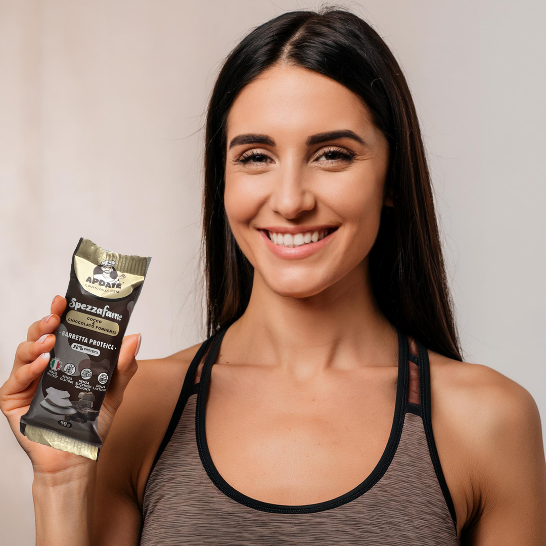 Barretta proteica spezzafame cocco e cioccolato fondente