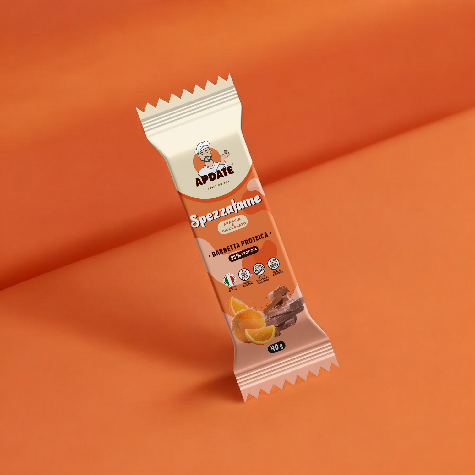 Barretta proteica Spezzafame Arancia e Cioccolato