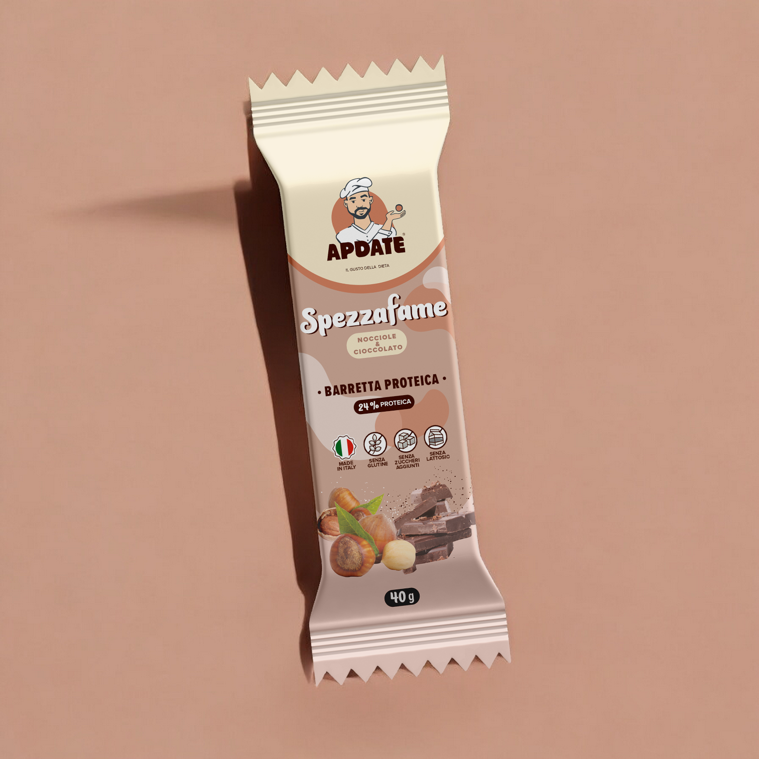 Barretta proteica spezzafame nocciole e cioccolato