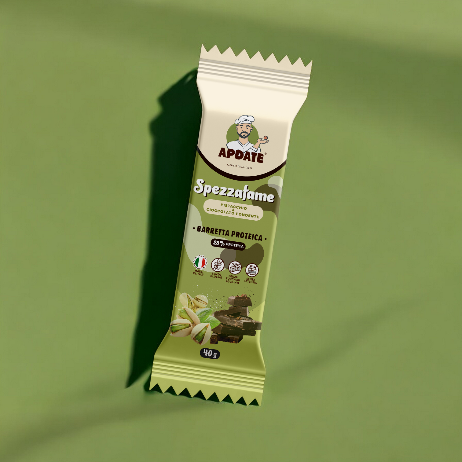 Barretta proteica spezzafame pistacchio e cioccolato