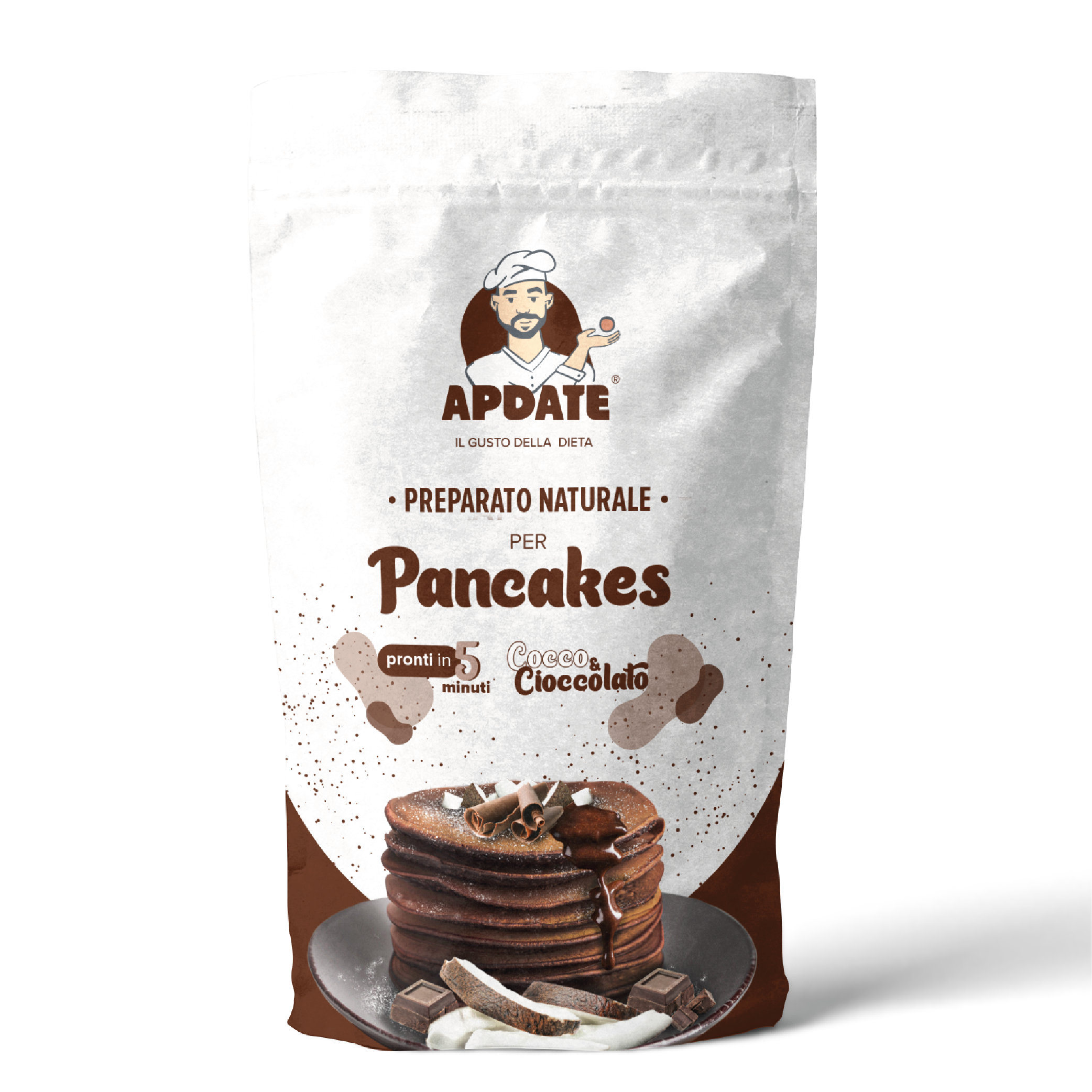 Preparato proteico cocco e cioccolato per pancakes
